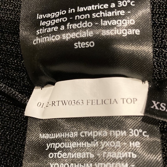 NWT Cecilie Bahnsen Black Cold Shoulder Stretch Ribbed Knit Tie Back Top-Sz XS/S - Picture 13 of 13